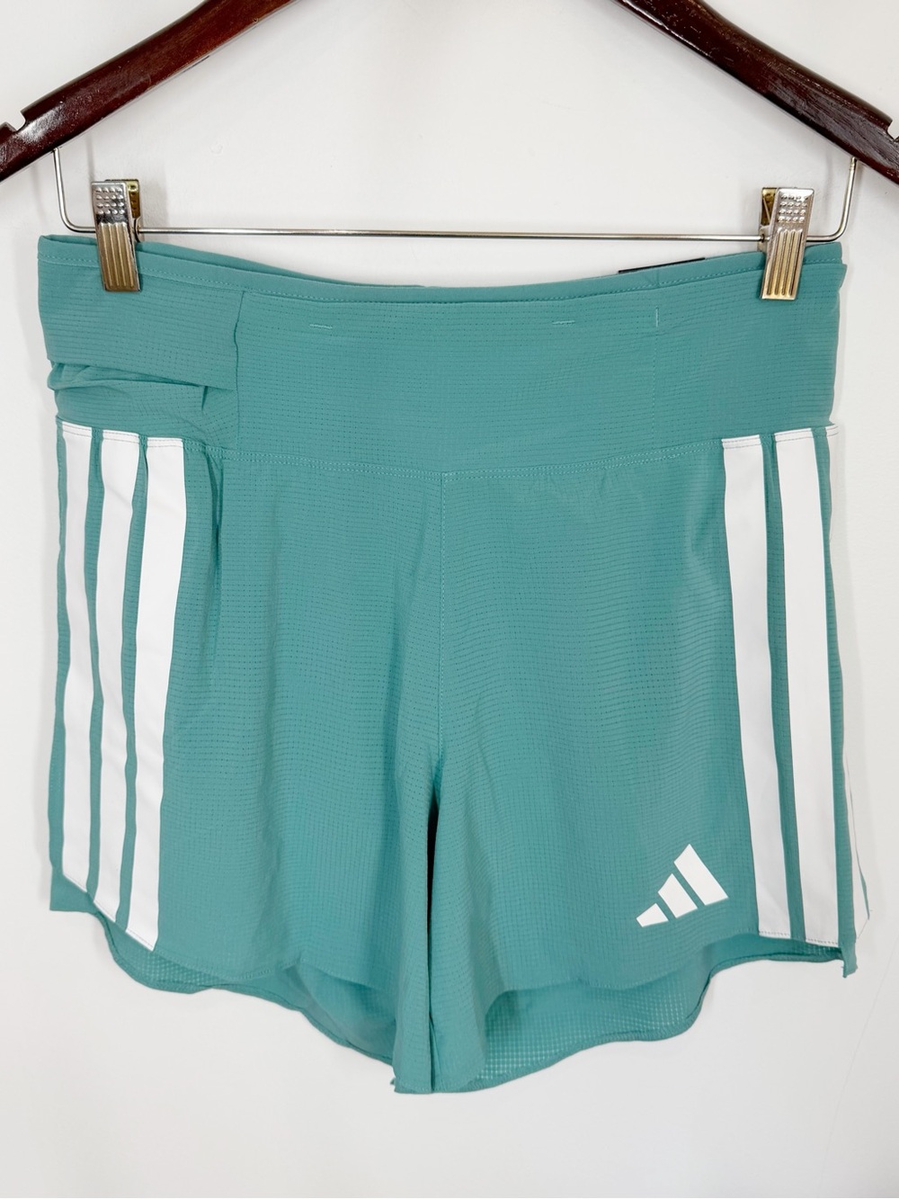 NWT Adidas Mens Teal Adizero Split Shorts 5” Size Small Pockets